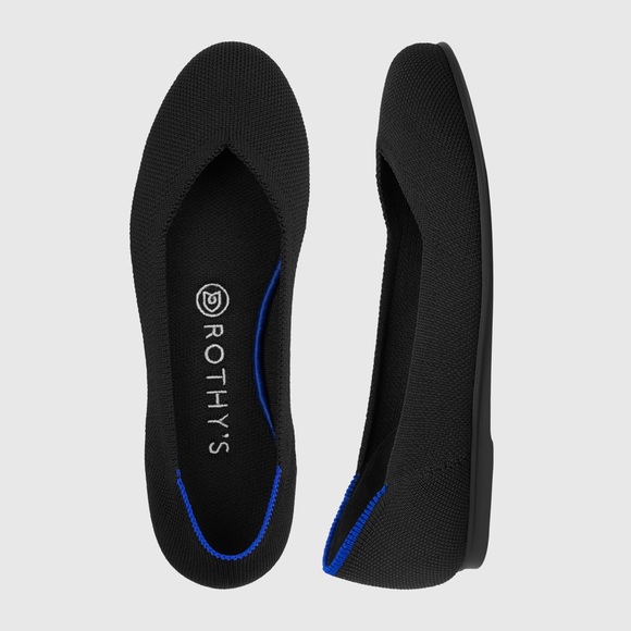 Rothys Black Round Toe Flats - Picture 1 of 14